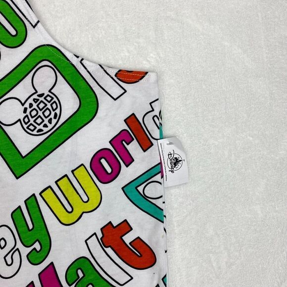 Disney Tank Top Adult Large White Multicolor Disney World Print Sleeveless Top - Picture 4 of 10